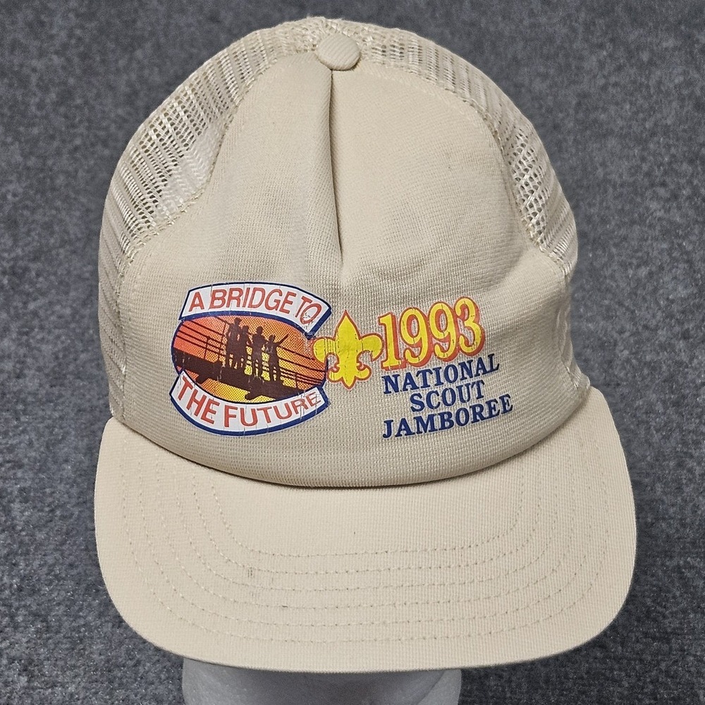 Vintage Boy Scouts 1993 National Scout Jamboree Trucker Hat Tan‎ BSA Collectors